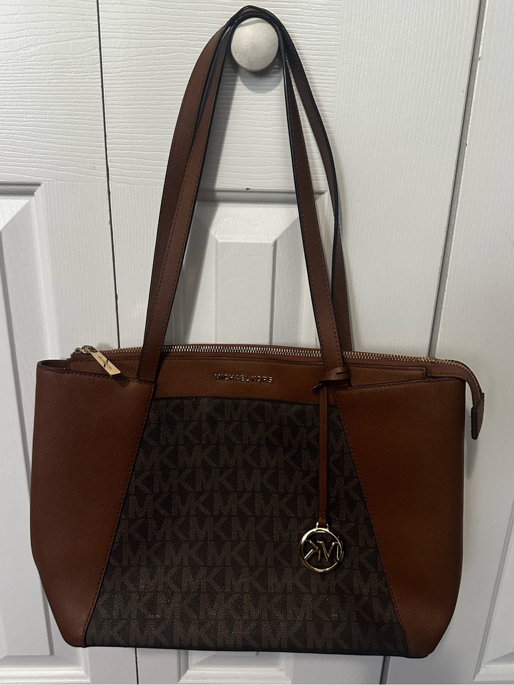 Michael Kors Brown & Tan Logo Tote Bag